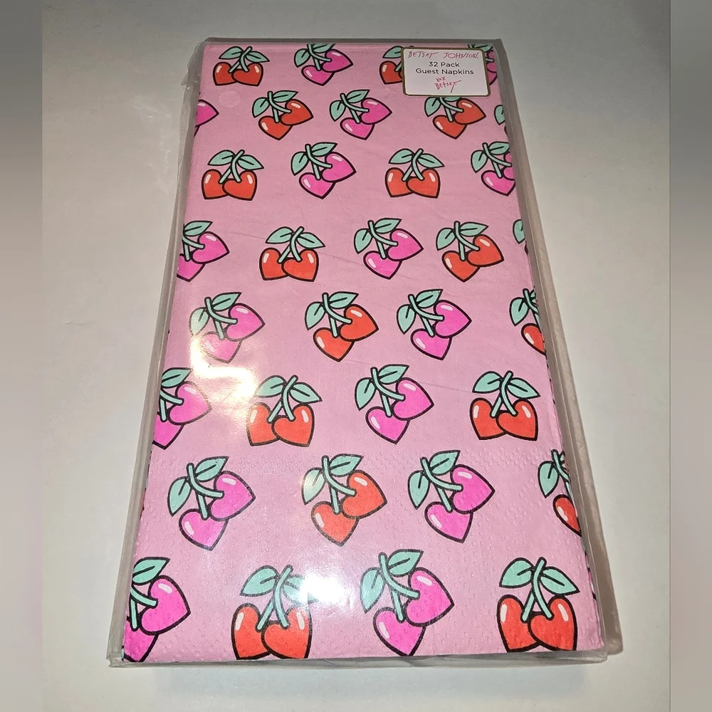 Betsey Johnson Red and Pink Cherry Hearts Napkins